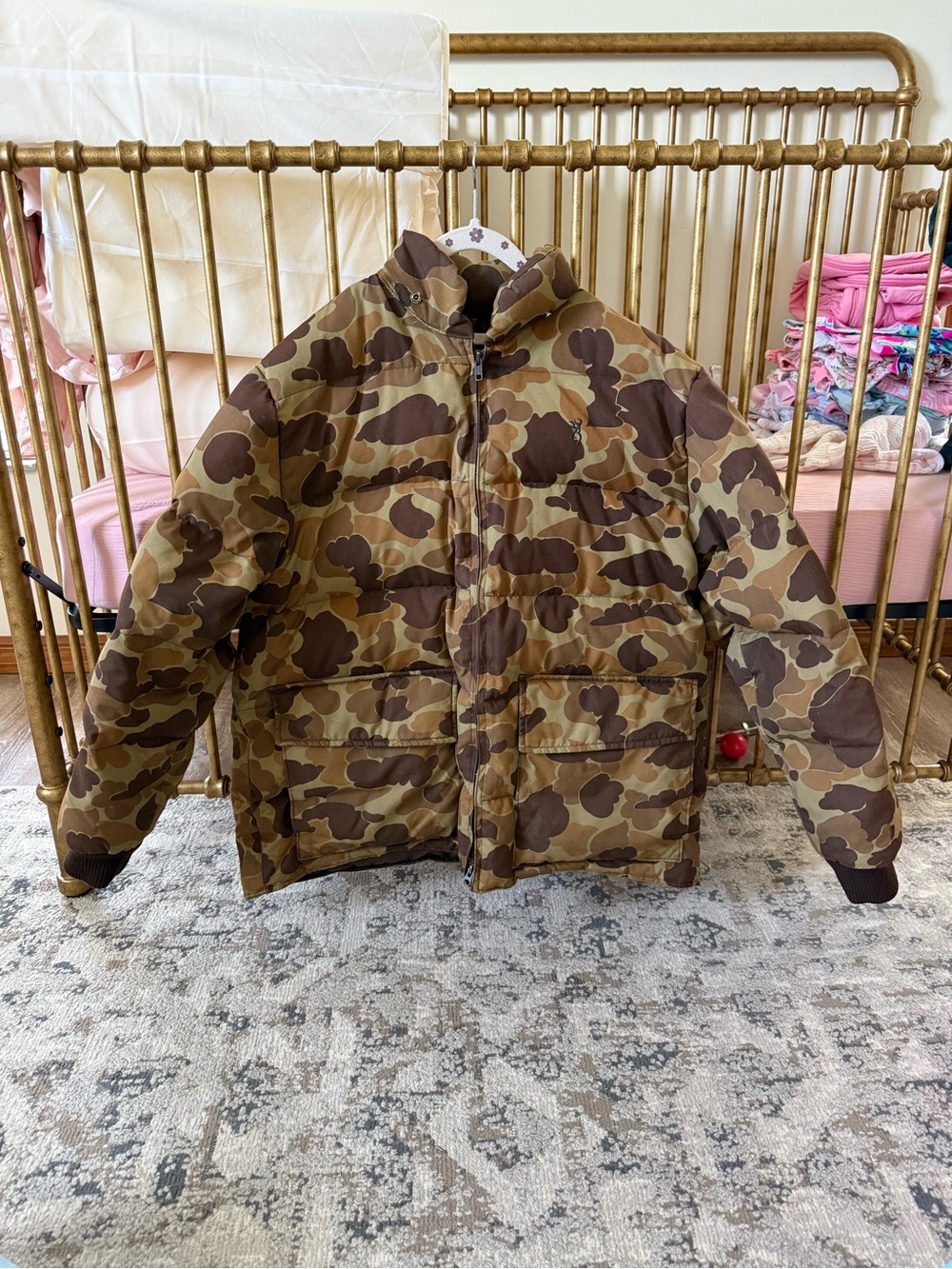 Vintage Browning Men's Brown Camo Puffer Jacket